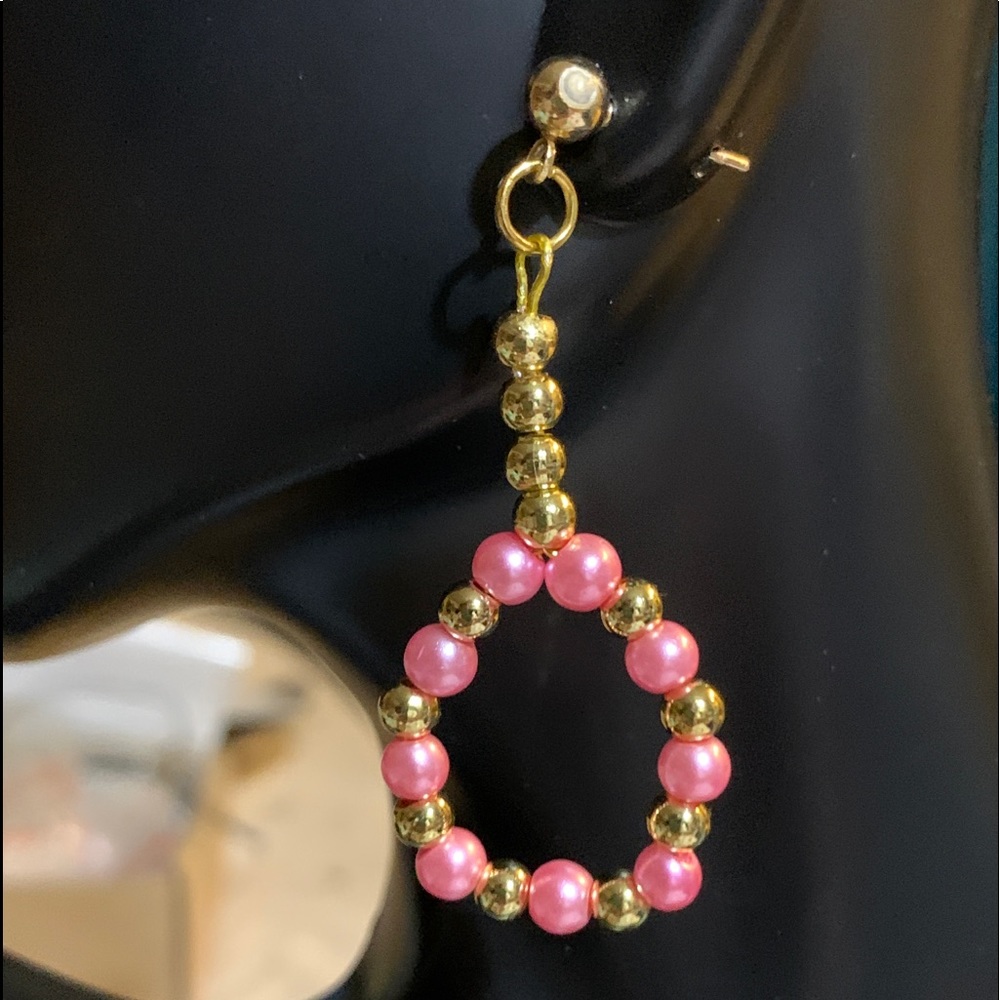 Gold hypoallergenic with pearl beads earrings